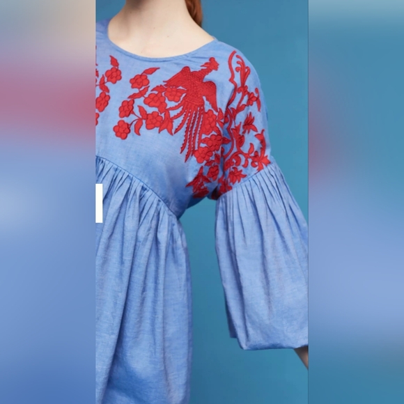 XL Anthropologie Lianna Embroidered Blouse Hemant & Nandita  CALL OUT SEE BELOW - Picture 2 of 7